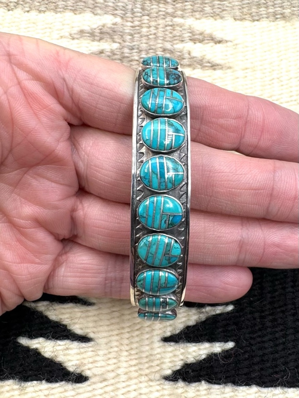Jay King Southwest Sterling Silver Turquoise Inlay Earrings Cuff Bracelet Set - Picture 3 of 8